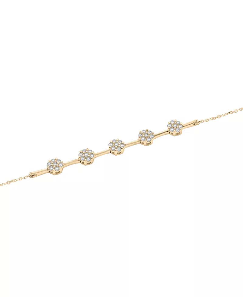 Diamond Flower Cluster Link Bracelet (1/2 Ct. T.W.) in 10K Gold, Created for Macy'S