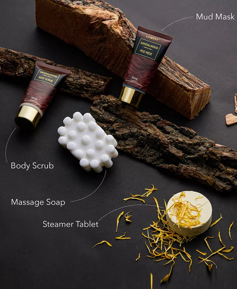 Body Care Gift Set, Sandalwood Bath Gift Set, Grooming Self Care Kit, 14 Piece