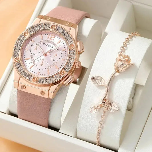 Womens Watch + Rose Bracelet