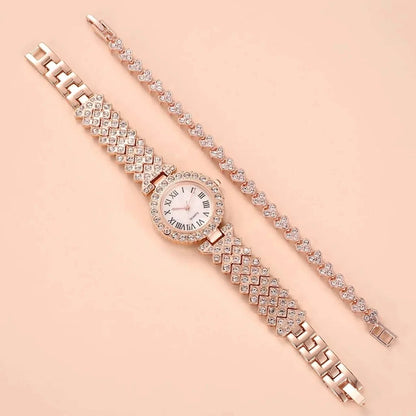 Diamond Watch + Bracelet Gift Set