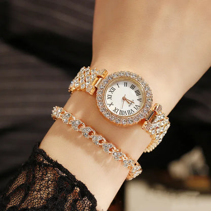 Diamond Watch + Bracelet Gift Set