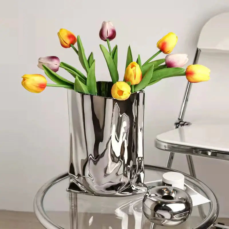 Chrome Flower Vase