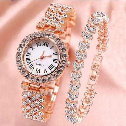 Diamond Watch + Bracelet Gift Set