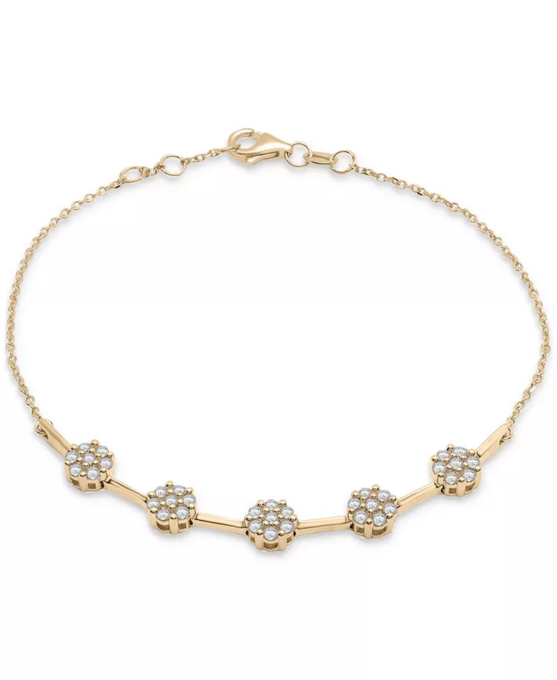 Diamond Flower Cluster Link Bracelet (1/2 Ct. T.W.) in 10K Gold, Created for Macy'S